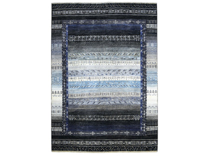 Gabbeh Tribal & Geometric hand-knotted wool rug in Black, 10' x 14' — SKU O067396