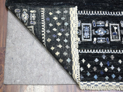 Gabbeh Tribal & Geometric hand-knotted wool rug in Black, 10' x 14' — SKU O067396 (view 4)