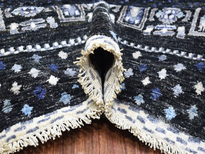 Gabbeh Tribal & Geometric hand-knotted wool rug in Black, 10' x 14' — SKU O067396 (view 5)