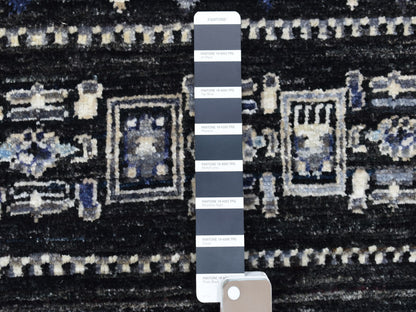 Gabbeh Tribal & Geometric hand-knotted wool rug in Black, 10' x 14' — SKU O067396 (view 7)