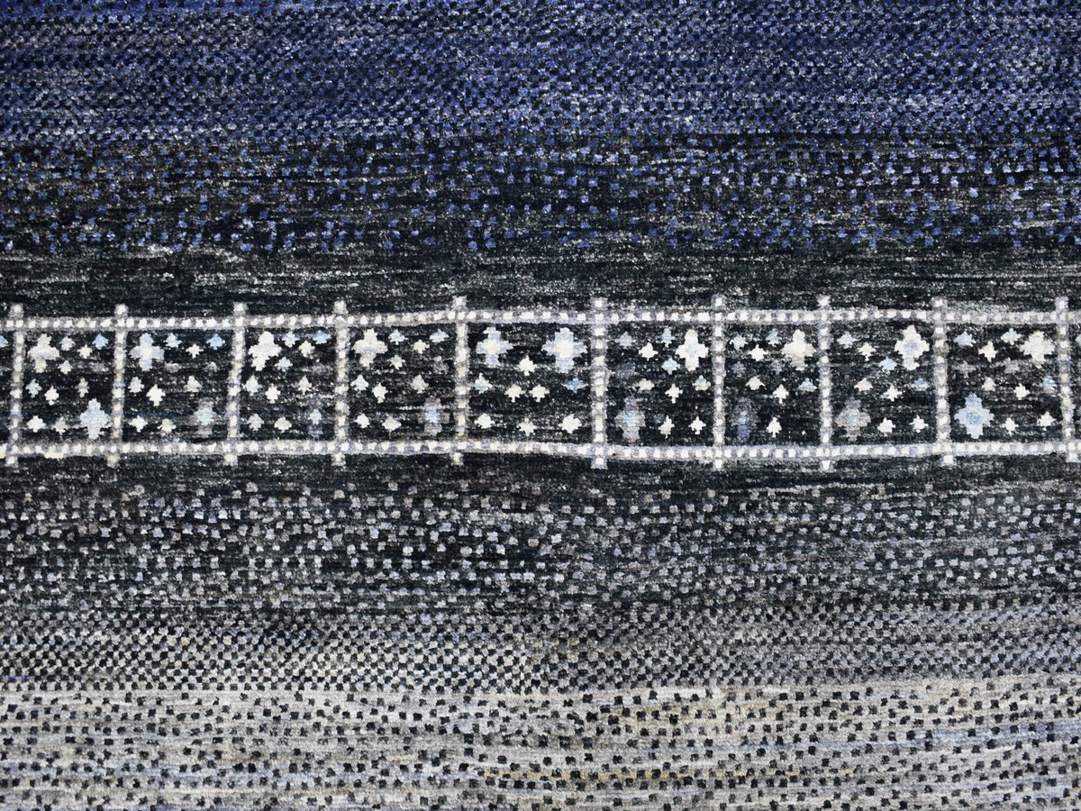 Gabbeh Tribal & Geometric hand-knotted wool rug in Black, 10' x 14' — SKU O067396 (view 8)