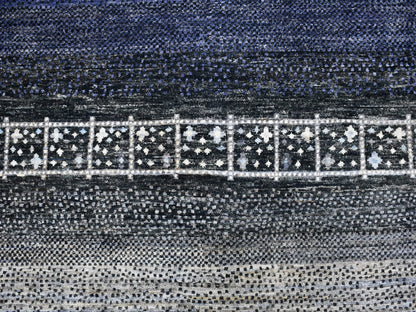 Gabbeh Tribal & Geometric hand-knotted wool rug in Black, 10' x 14' — SKU O067396 (view 8)