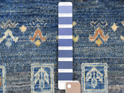 Gabbeh Tribal & Geometric hand-knotted wool runner in Blue, 2'5" x 9'7" — SKU O067399 (view 3)