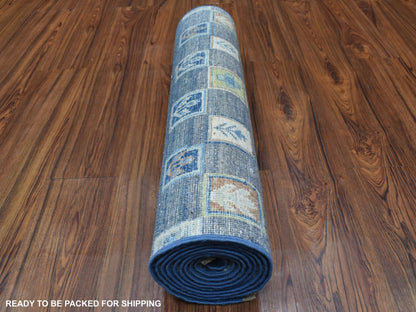 Gabbeh Tribal & Geometric hand-knotted wool runner in Blue, 2'5" x 9'7" — SKU O067399 (view 4)