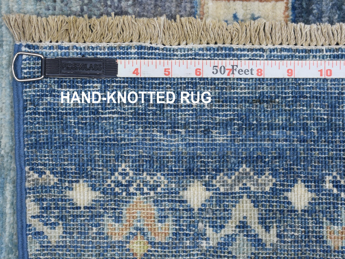 Gabbeh Tribal & Geometric hand-knotted wool runner in Blue, 2'5" x 9'7" — SKU O067399 (view 6)