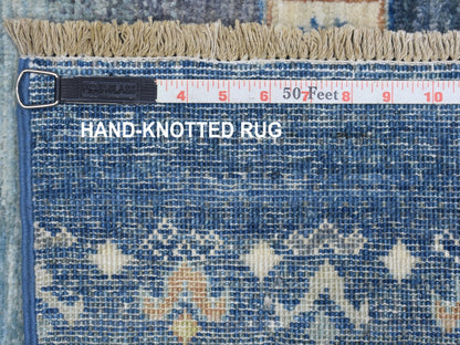 Gabbeh Tribal & Geometric hand-knotted wool runner in Blue, 2'5" x 9'7" — SKU O067399 (view 6)