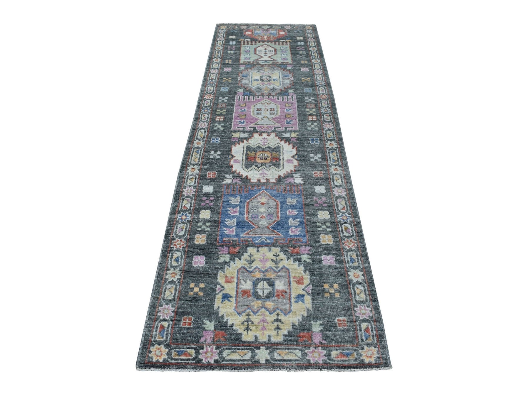 Gray 2'10" x 9'10" Tribal Hand knotted Wool Rug - Sku: O067427