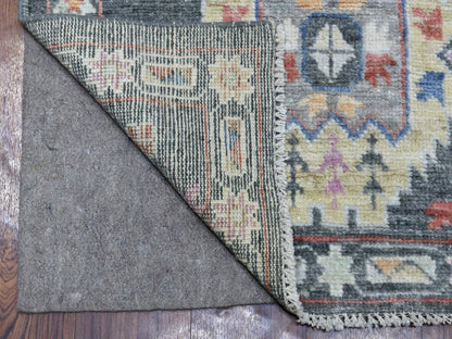 Oushak Tribal & Geometric hand-knotted wool runner in Gray, 2'10" x 9'10" — SKU O067427 (view 2)