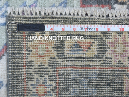 Grey 2'10" x 9'10" Tribal & Geometric Hand knotted Wool Rug - Sku: O067427