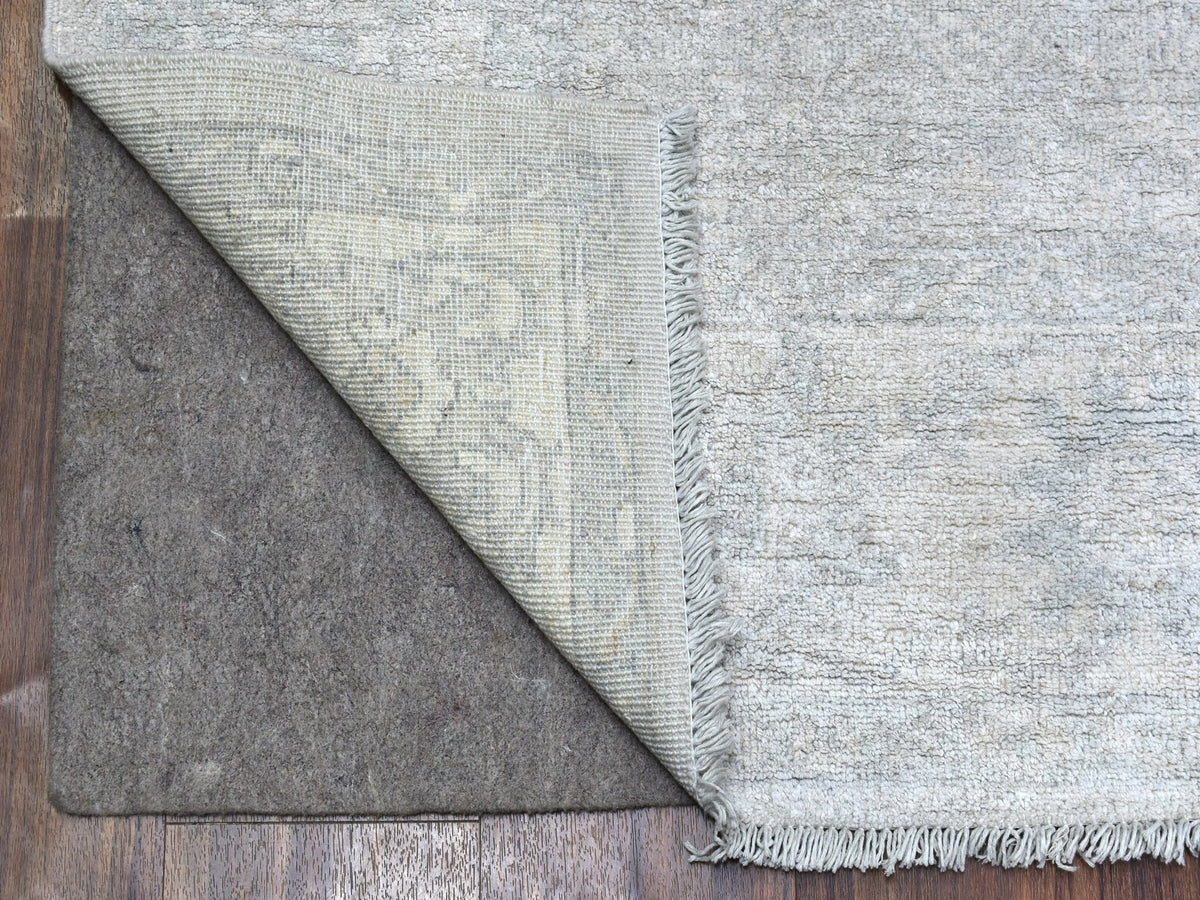 Peshawar Oushak hand-knotted wool rug in Beige & Silver Blue, 6'1" x 9' — SKU O067500 (view 3)