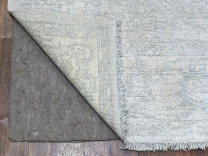 Peshawar Oushak hand-knotted wool rug in Beige & Silver Blue, 6'1" x 9' — SKU O067500 (view 3)
