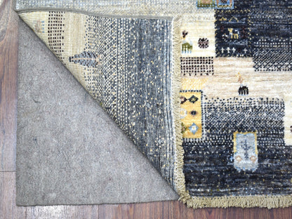 Gabbeh Tribal & Geometric hand-knotted wool rug in Gray, 5'10" x 9' — SKU O067518 (view 3)