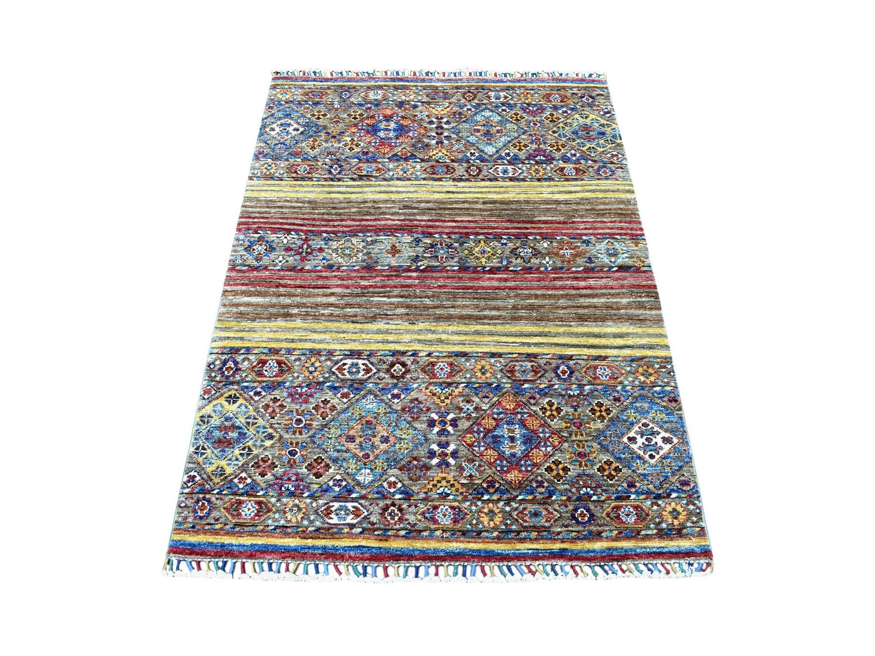 Kazak Kazak hand-knotted wool rug in Brown, 3'5" x 4'10" — SKU O067540