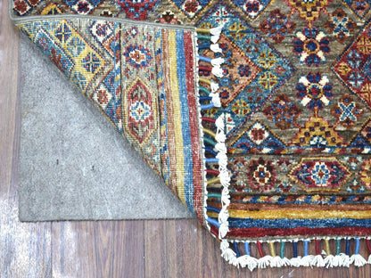 Kazak Kazak hand-knotted wool rug in Brown, 3'5" x 4'10" — SKU O067540 (view 2)