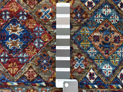 Brown 3'5" x 4'10" Kazak Hand knotted Wool Rug - Sku: O067540