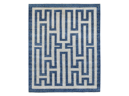 Oushak hand-knotted wool rug in Blue, 7'10" x 9'9" — SKU O067563