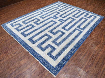 Oushak hand-knotted wool rug in Blue, 7'10" x 9'9" — SKU O067563 (view 3)