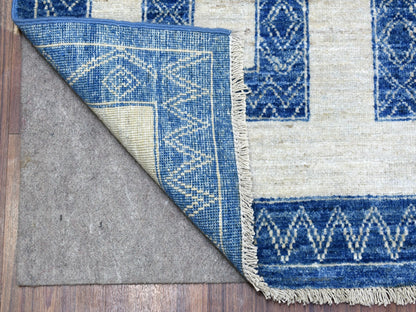 Oushak hand-knotted wool rug in Blue, 7'10" x 9'9" — SKU O067563 (view 4)