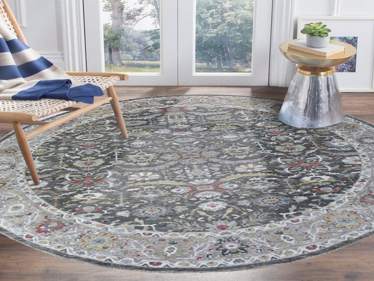 Peshawar Oushak hand-knotted wool rug in Gray & Ivory, 11'7" x 11'7" — SKU O067565 (view 2)