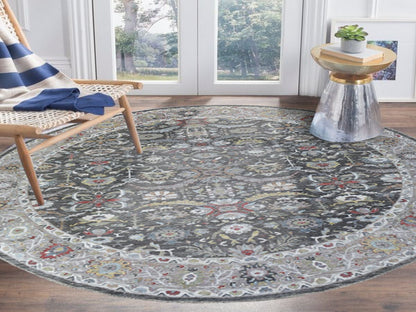 Grey 11'7" x 11'7" Oushak And Peshawar Hand knotted Wool Rug - Sku: O067565