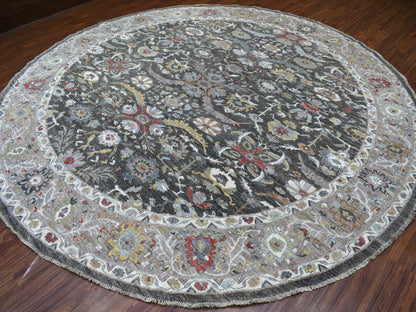 Grey 11'7" x 11'7" Oushak And Peshawar Hand knotted Wool Rug - Sku: O067565