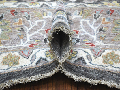 Grey 11'7" x 11'7" Oushak And Peshawar Hand knotted Wool Rug - Sku: O067565