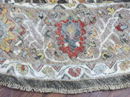 Grey 11'7" x 11'7" Oushak And Peshawar Hand knotted Wool Rug - Sku: O067565