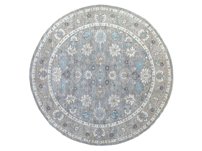 Grey 12'0" x 12'0" Oushak And Peshawar Hand knotted Wool Rug - Sku: O067566