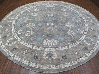 Grey 12'0" x 12'0" Oushak And Peshawar Hand knotted Wool Rug - Sku: O067566