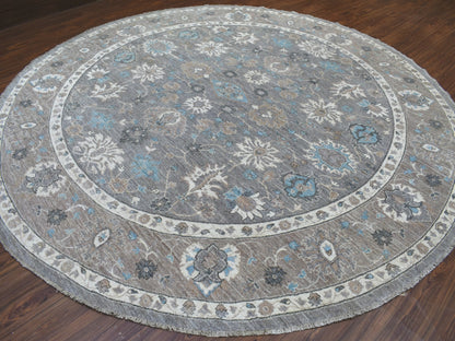 Grey 12'0" x 12'0" Oushak And Peshawar Hand knotted Wool Rug - Sku: O067566