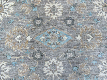 Grey 12'0" x 12'0" Oushak And Peshawar Hand knotted Wool Rug - Sku: O067566