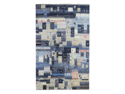 Grey 5'10" x 9'2" Tribal & Geometric Hand knotted Wool Rug - Sku: O067568