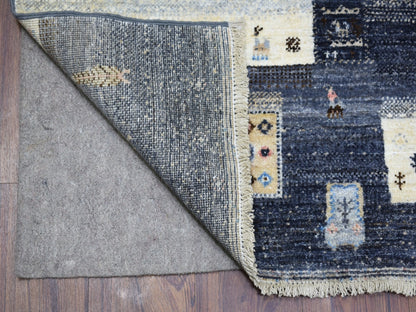 Grey 5'10" x 9'2" Tribal & Geometric Hand knotted Wool Rug - Sku: O067568