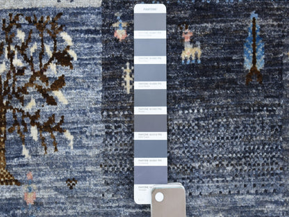 Grey 5'10" x 9'2" Tribal & Geometric Hand knotted Wool Rug - Sku: O067568