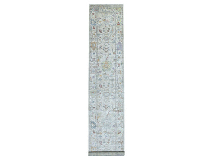 Grey 2'10" x 16'0" Oushak And Peshawar Hand knotted Wool Rug - Sku: O067597