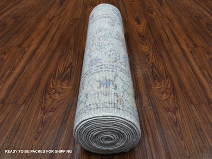 Grey 2'10" x 16'0" Oushak And Peshawar Hand knotted Wool Rug - Sku: O067597