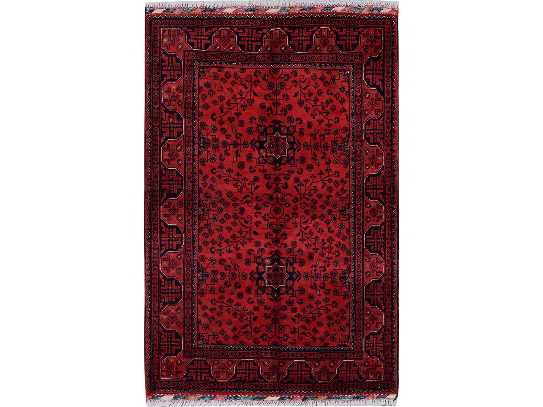 Tribal Tribal & Geometric hand-knotted wool rug in Red, 3'5" x 5'2" — SKU O0675