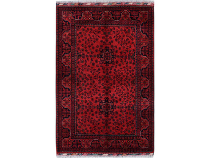 Tribal Tribal & Geometric hand-knotted wool rug in Red, 3'5" x 5'2" — SKU O0675