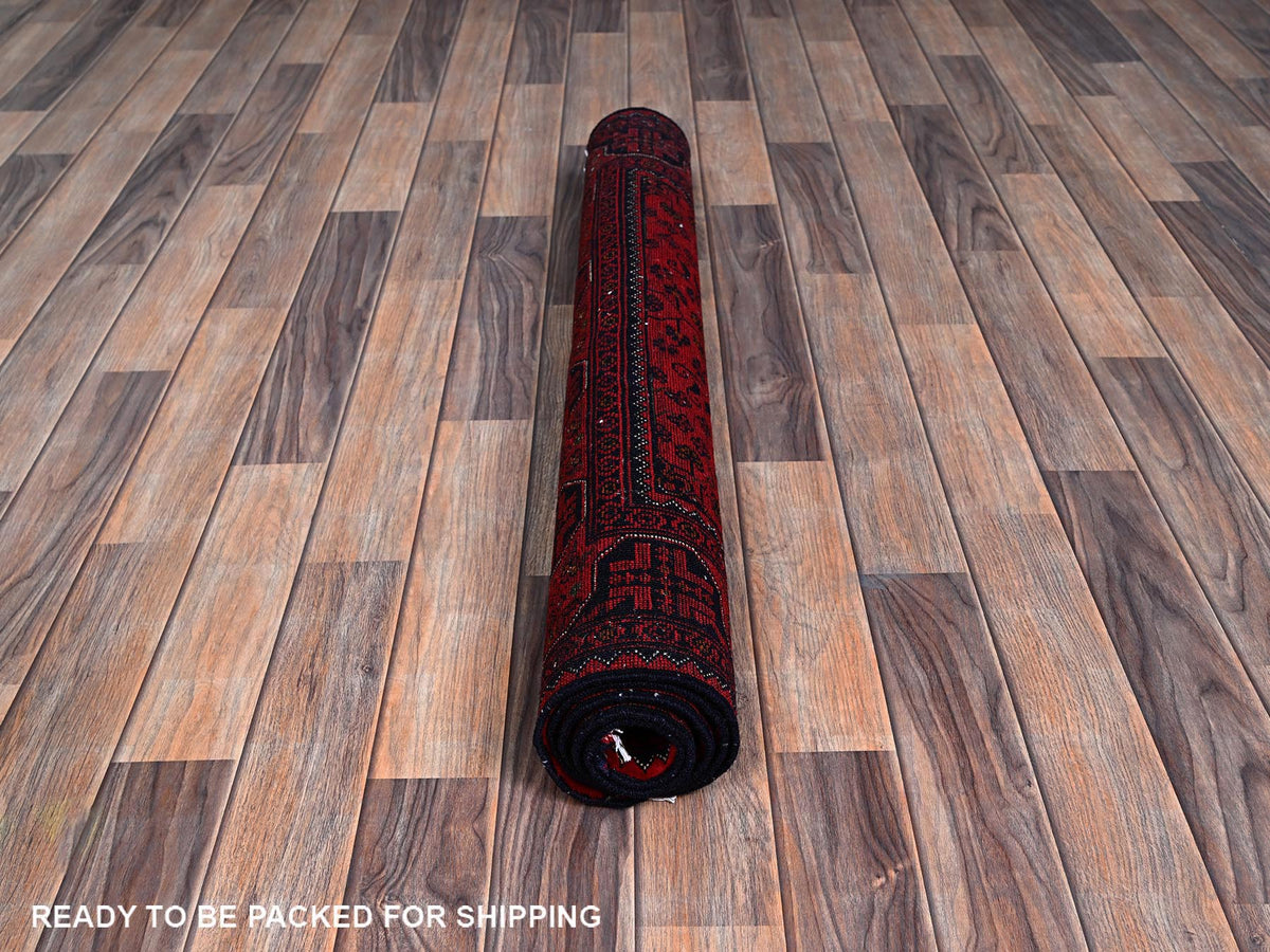 Tribal Tribal & Geometric hand-knotted wool rug in Red, 3'5" x 5'2" — SKU O0675 (view 5)