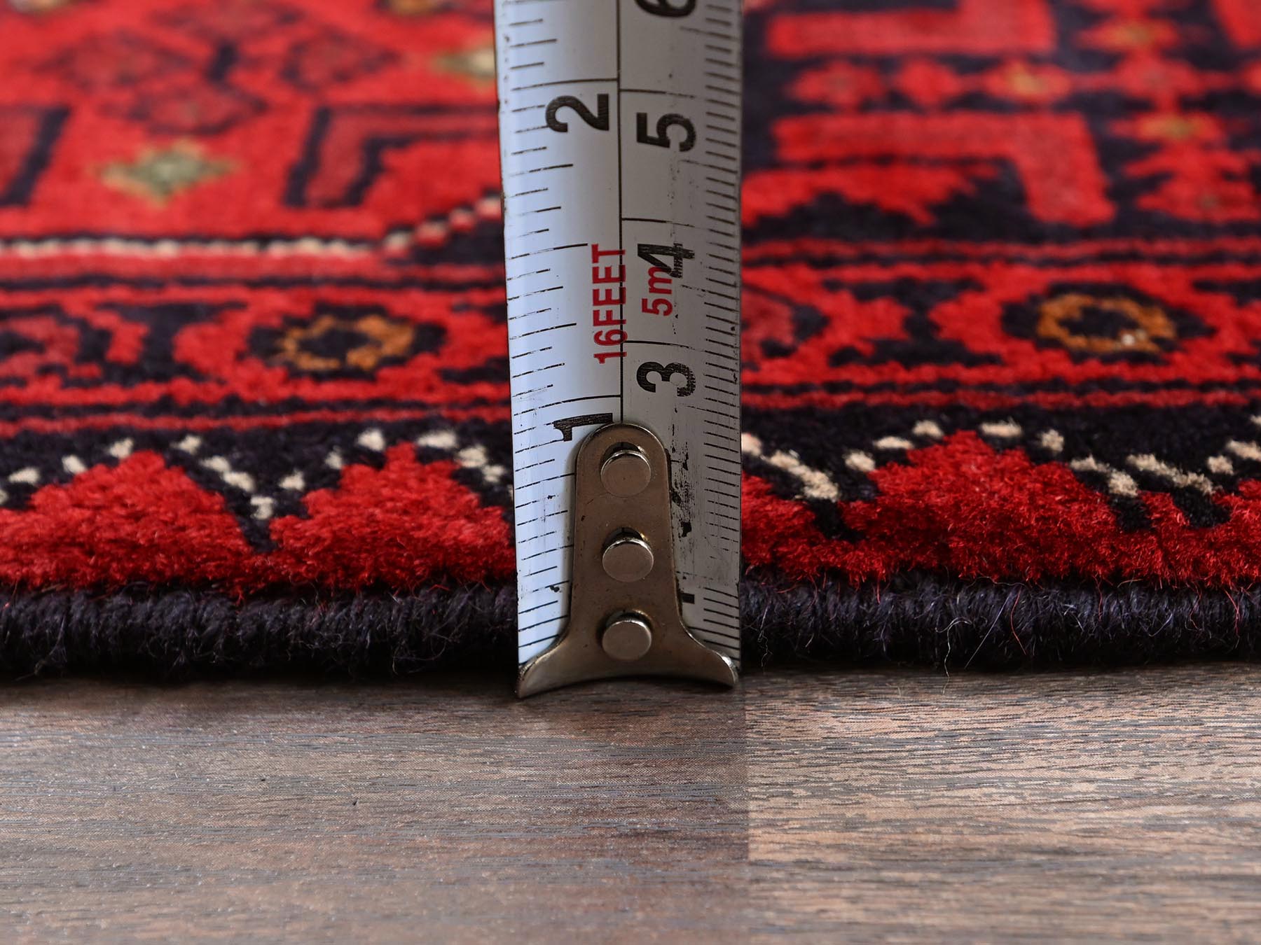 Tribal Tribal & Geometric hand-knotted wool rug in Red, 3'5" x 5'2" — SKU O0675 (view 6)