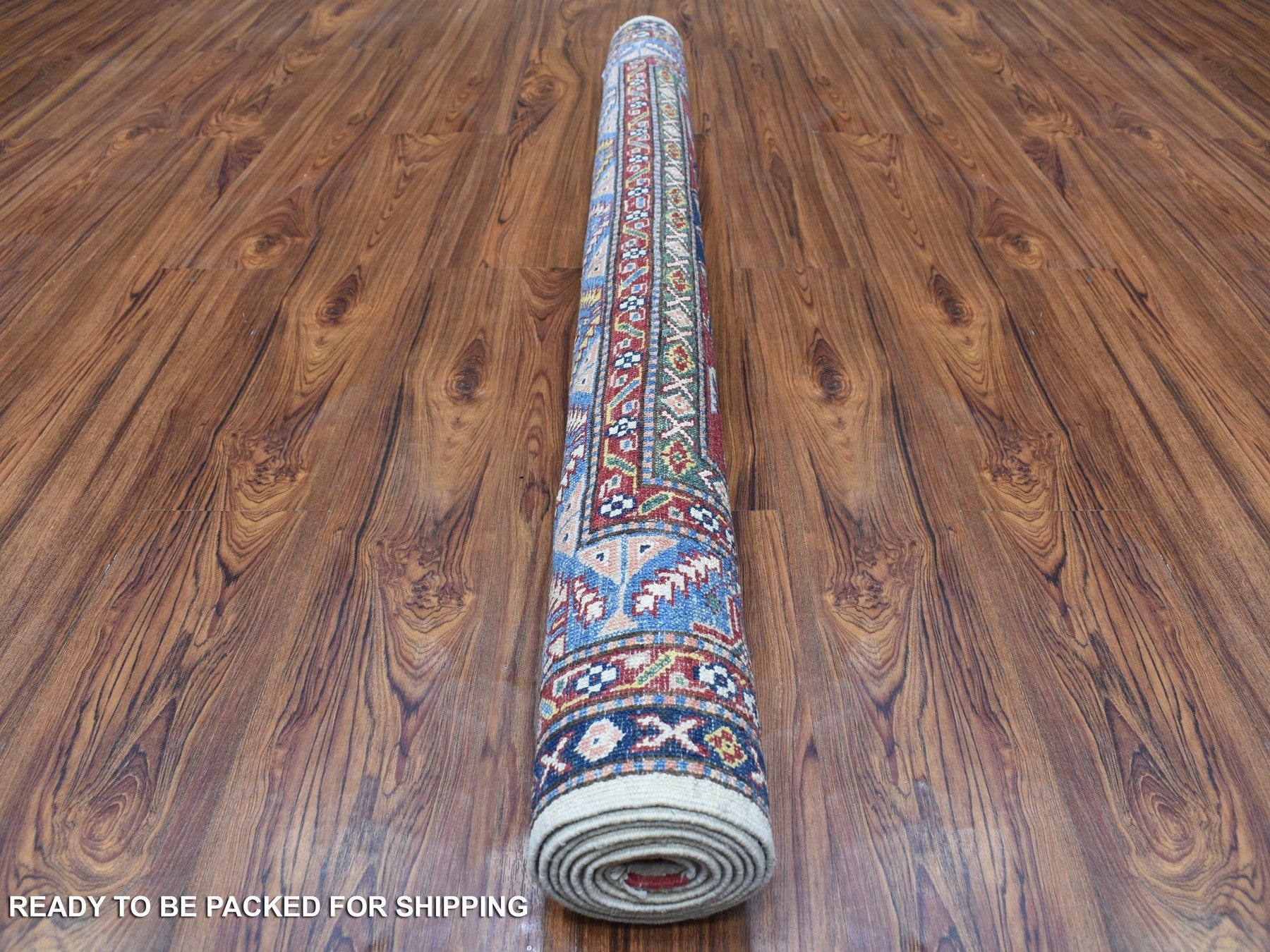 Kazak Kazak hand-knotted wool rug in Ivory & Blue, 5' x 6'5" — SKU O067628 (view 4)