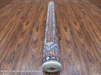 Kazak Kazak hand-knotted wool rug in Ivory & Blue, 5' x 6'5" — SKU O067628 (view 4)