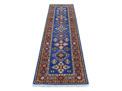 Kazak Kazak hand-knotted wool runner in Blue & Red, 2'6" x 8'8" — SKU O067654