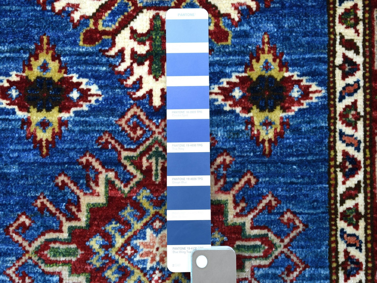 Kazak Kazak hand-knotted wool runner in Blue & Red, 2'6" x 8'8" — SKU O067654 (view 3)