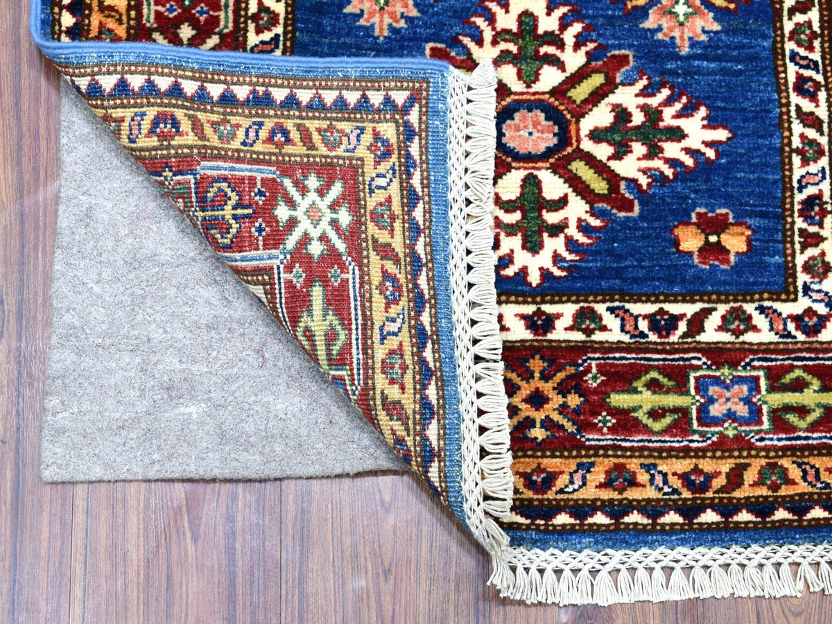 Kazak Kazak hand-knotted wool runner in Blue & Red, 2'7" x 8'7" — SKU O067660 (view 2)