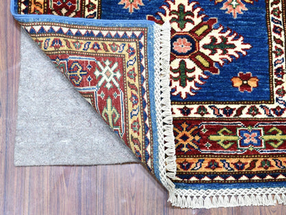 Kazak Kazak hand-knotted wool runner in Blue & Red, 2'7" x 8'7" — SKU O067660 (view 2)