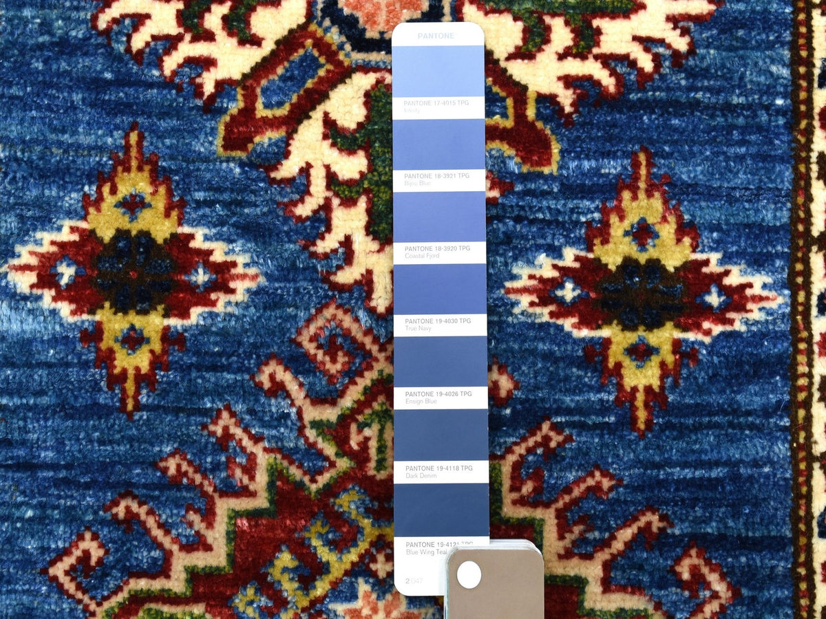 Kazak Kazak hand-knotted wool runner in Blue & Red, 2'7" x 8'7" — SKU O067660 (view 3)