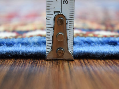 Kazak Kazak hand-knotted wool runner in Blue & Red, 2'7" x 8'7" — SKU O067660 (view 5)