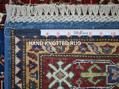 Kazak Kazak hand-knotted wool runner in Blue & Red, 2'7" x 8'7" — SKU O067660 (view 6)