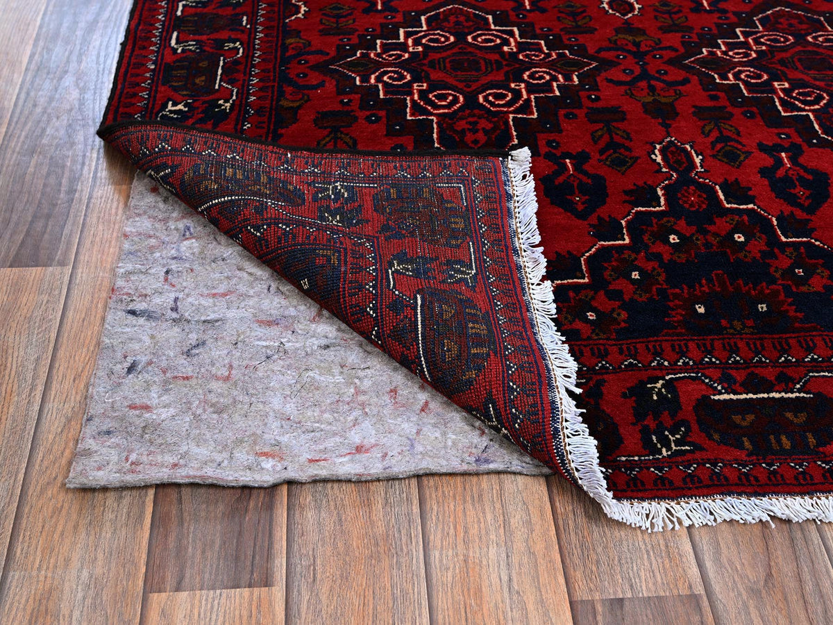 Tribal & Geometric hand-knotted wool rug in Red, 3'10" x 5'7" — SKU O0676 (view 3)